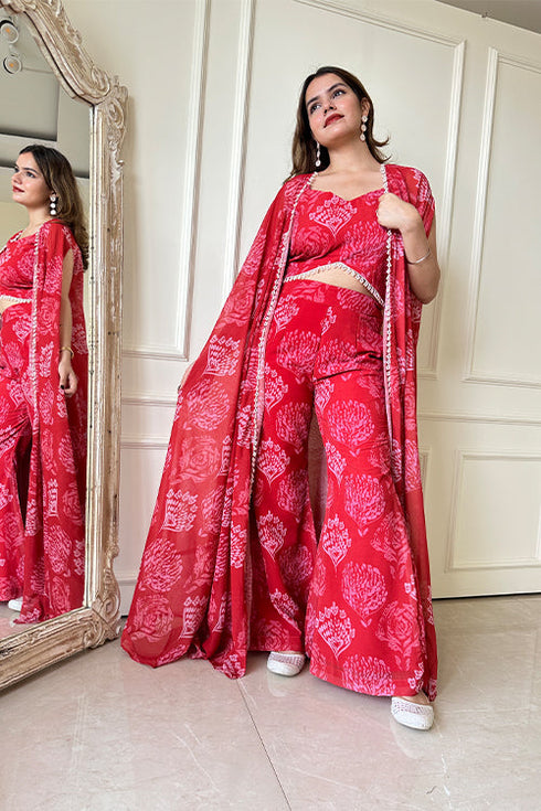 Red Ikkat Indo Fusion Set